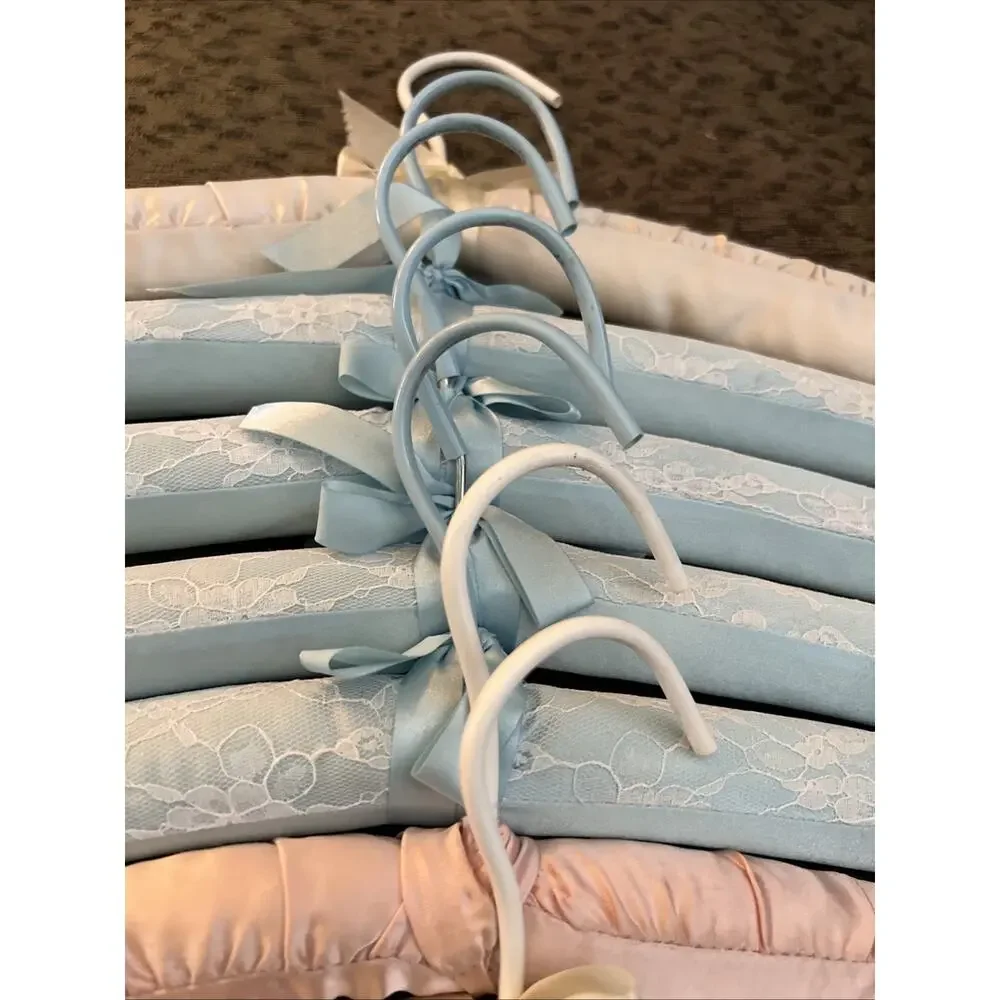 Vintage Padded Satin Boudoir Lingerie Clothes Hangers Colorful Lot of 7